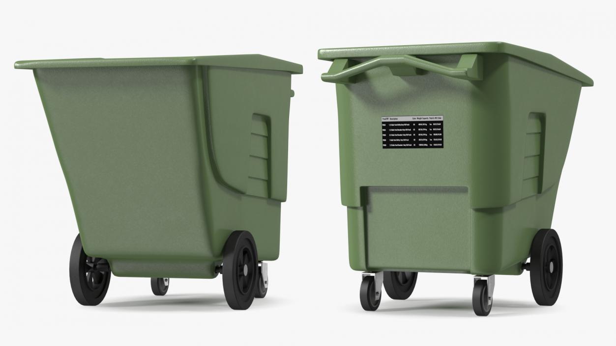 Commercial Wheeled Trash Can Green 3D model