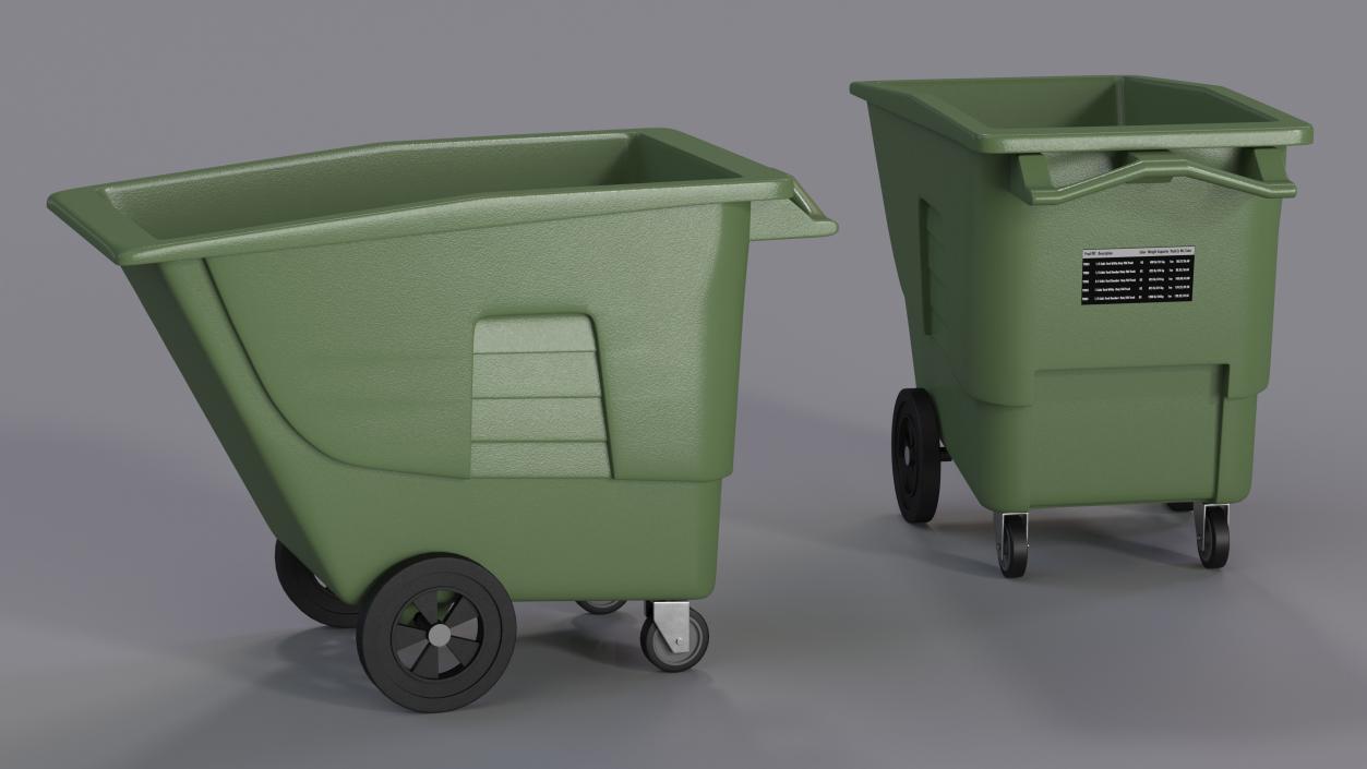 Commercial Wheeled Trash Can Green 3D model