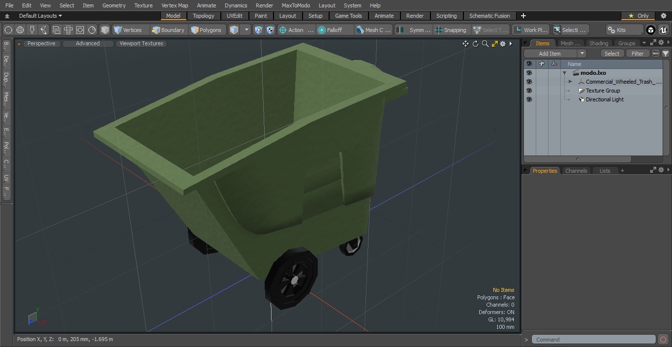 Commercial Wheeled Trash Can Green 3D model