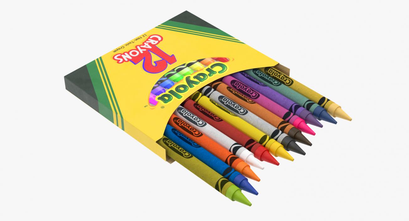 Opened Crayons Box 12 Count 3D