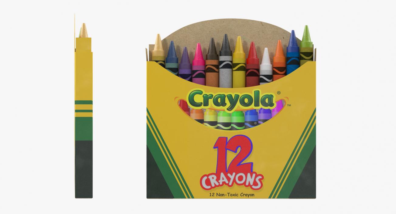 Opened Crayons Box 12 Count 3D