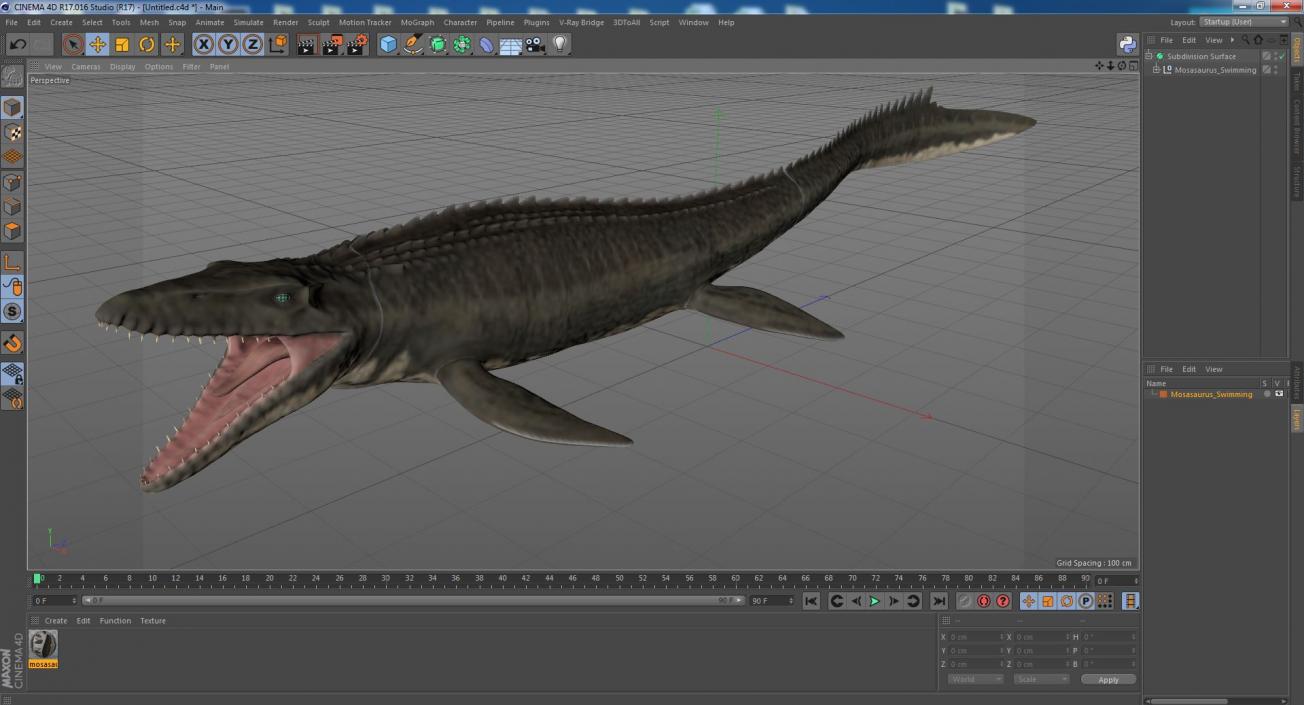 Mosasaurus Swimming 3D model