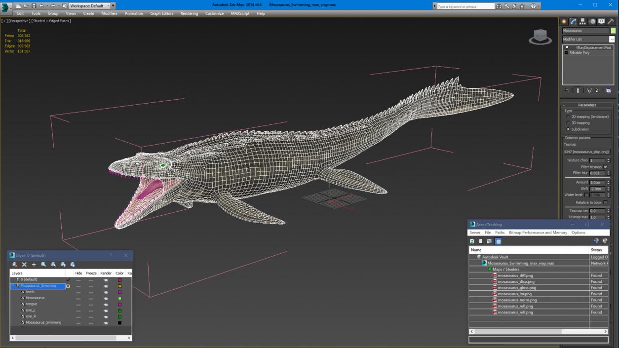 Mosasaurus Swimming 3D model