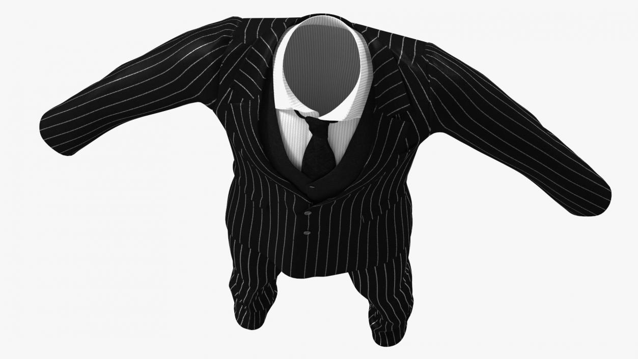 3D Pinstripe Suit with Tie model