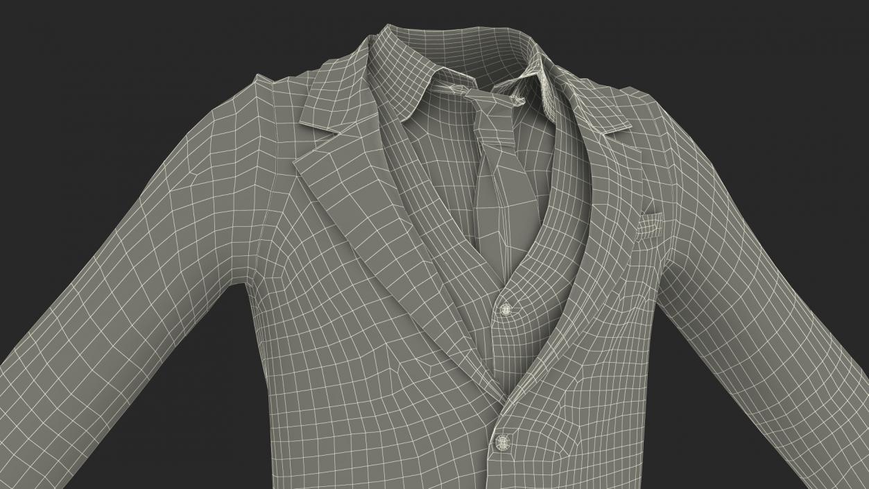 3D Pinstripe Suit with Tie model