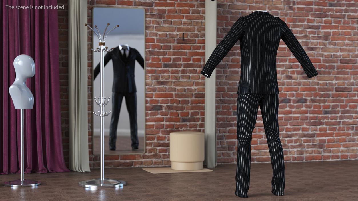 3D Pinstripe Suit with Tie model