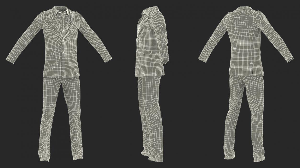 3D Pinstripe Suit with Tie model