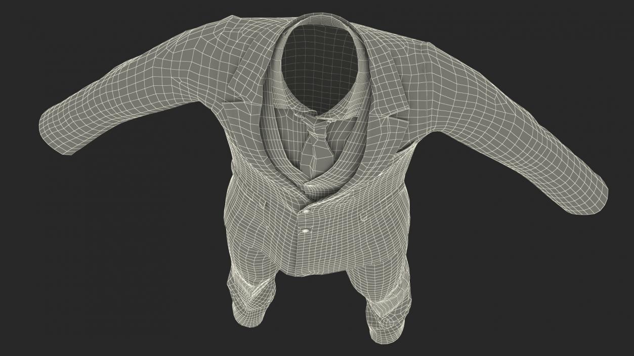 3D Pinstripe Suit with Tie model