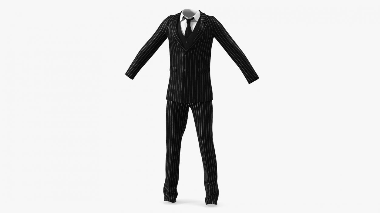 3D Pinstripe Suit with Tie model