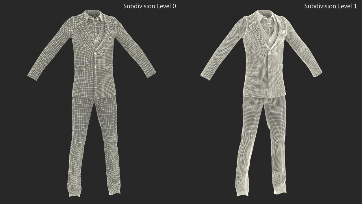 3D Pinstripe Suit with Tie model