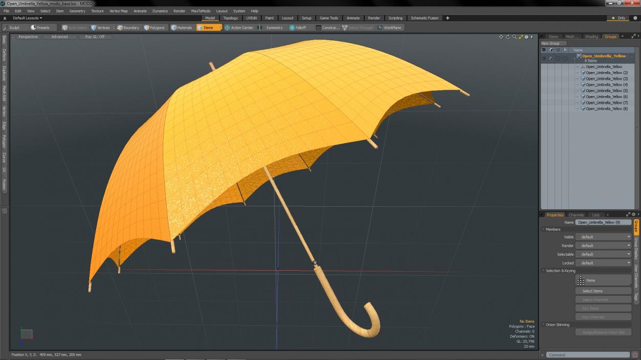 3D model Open Umbrella Yellow