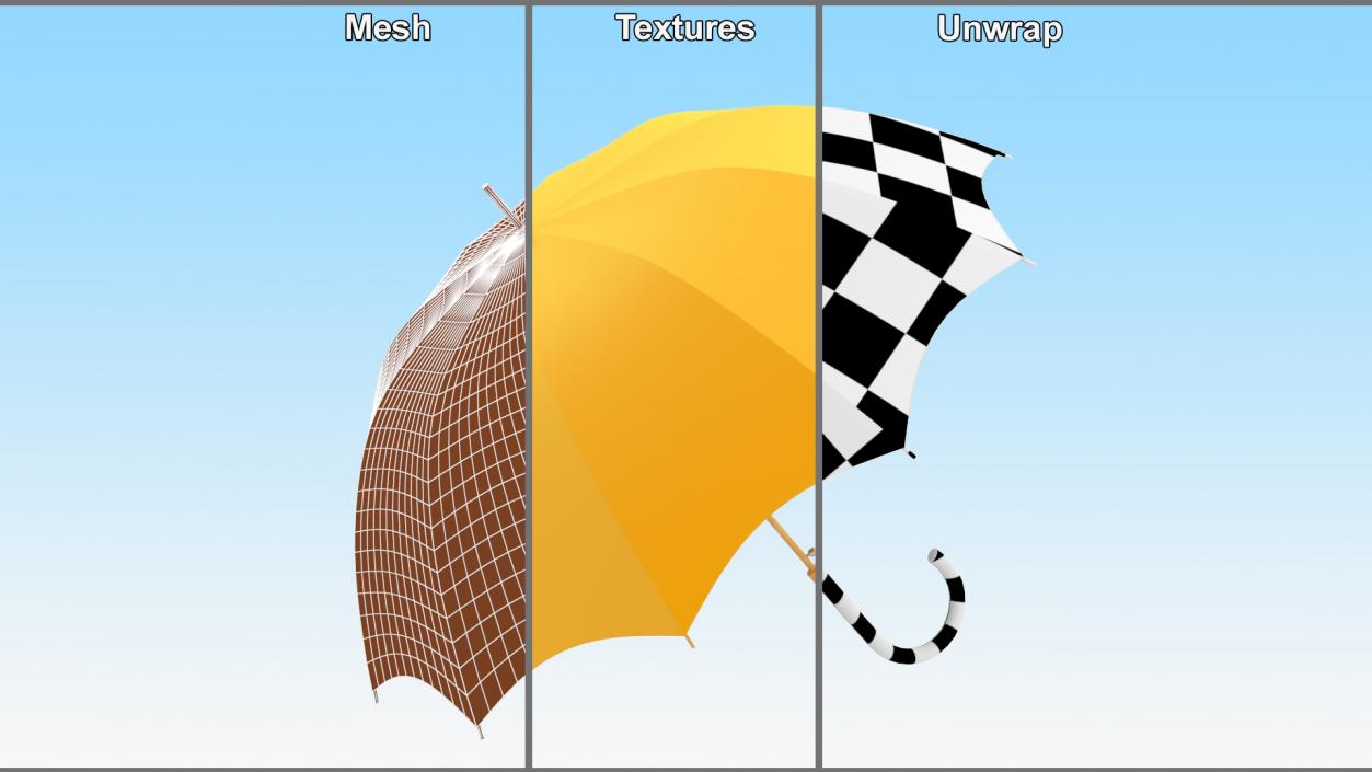 3D model Open Umbrella Yellow