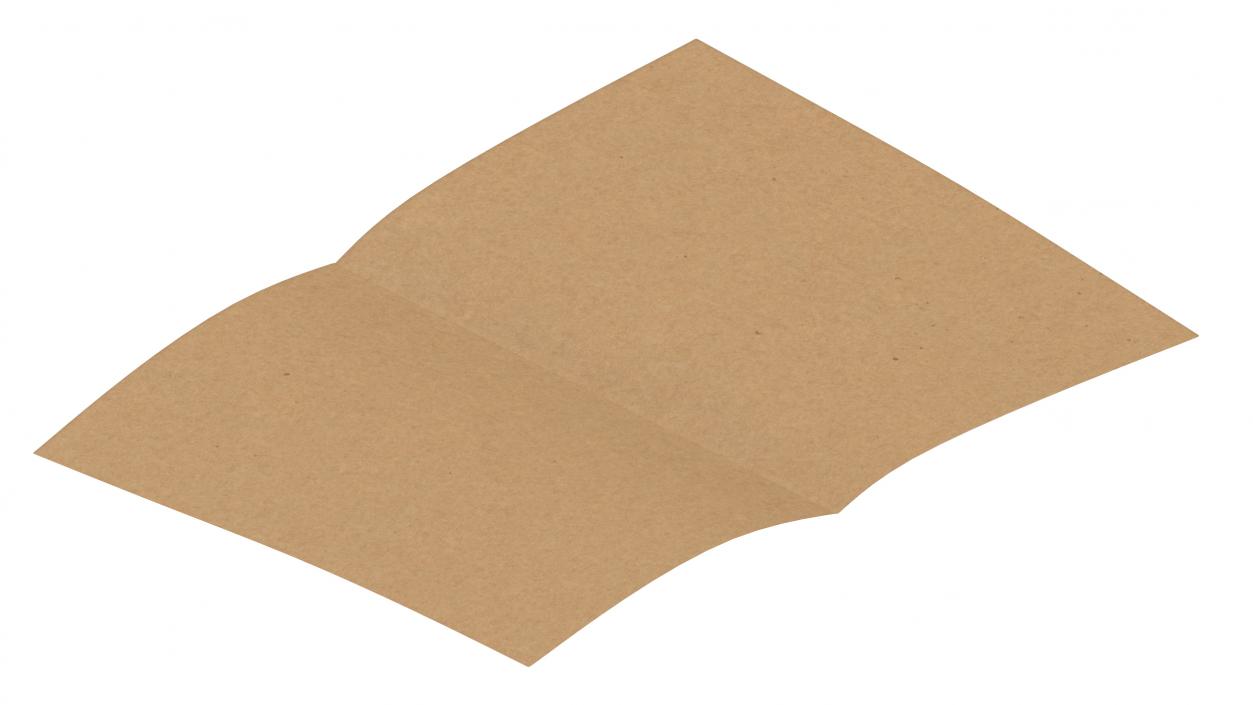 Kraft Paper Sheet Folded in Half 3D