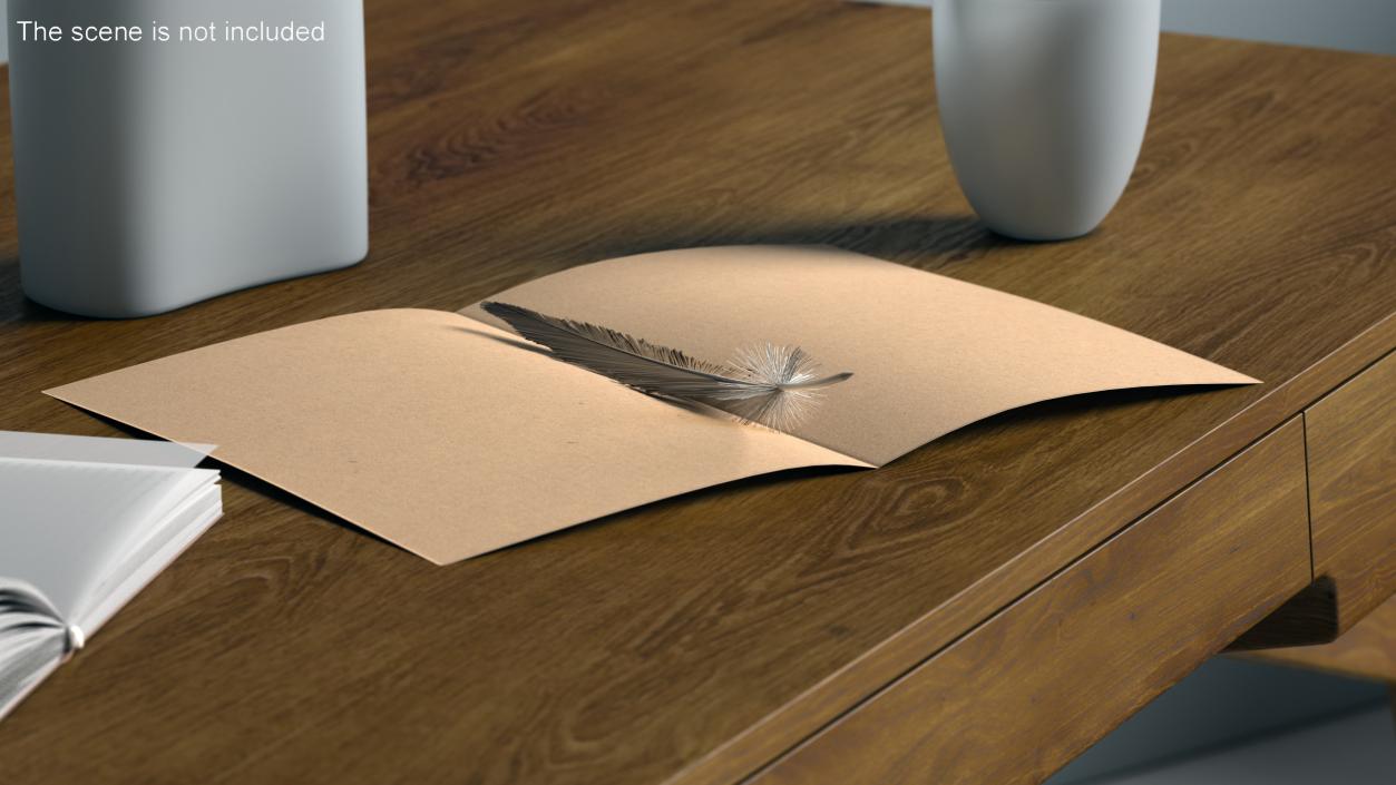 Kraft Paper Sheet Folded in Half 3D