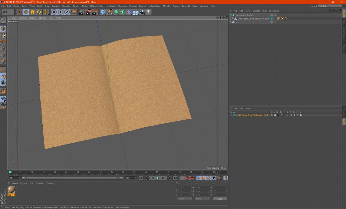 Kraft Paper Sheet Folded in Half 3D