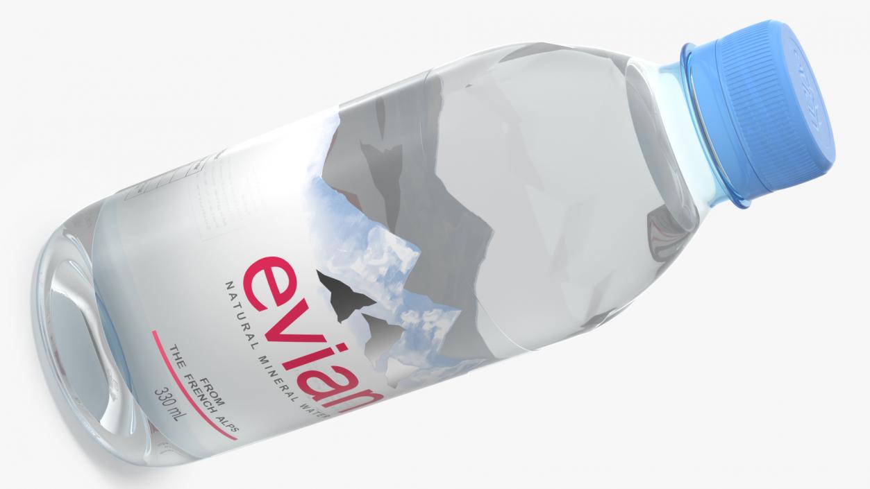 3D Evian Natural Mineral Water 330ml Plastic Bottle model