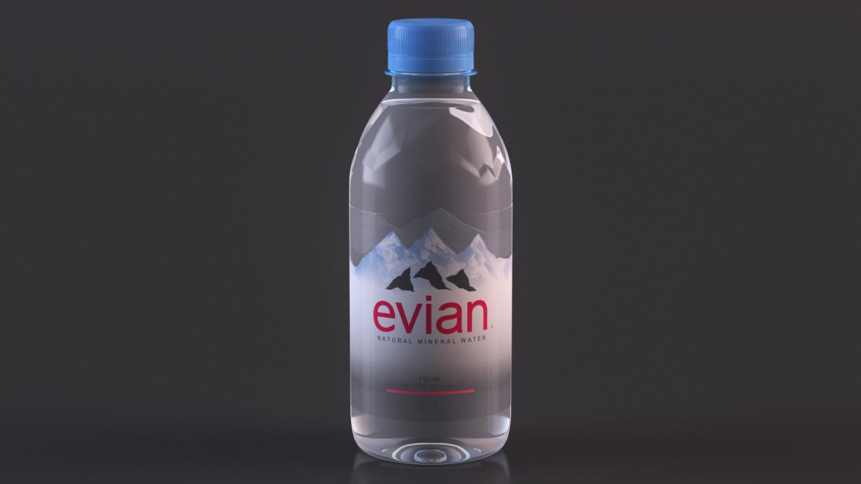 3D Evian Natural Mineral Water 330ml Plastic Bottle model