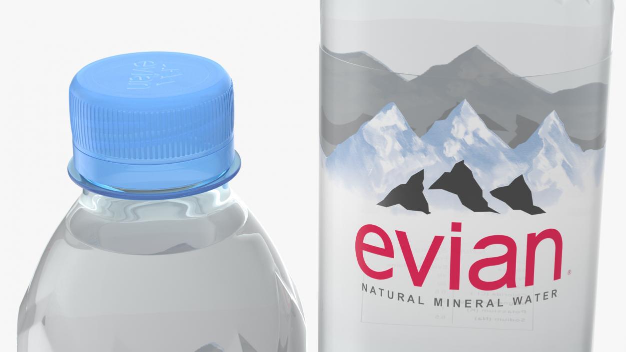 3D Evian Natural Mineral Water 330ml Plastic Bottle model