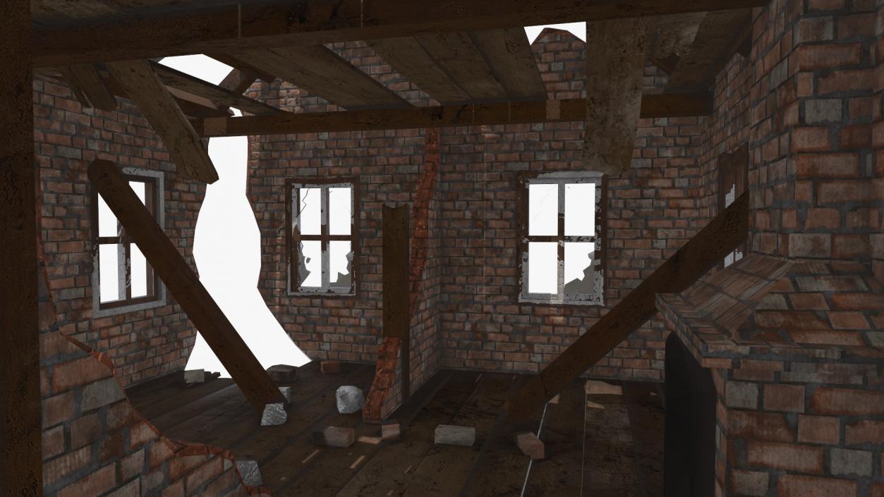 Destroyed Building Country House 3D