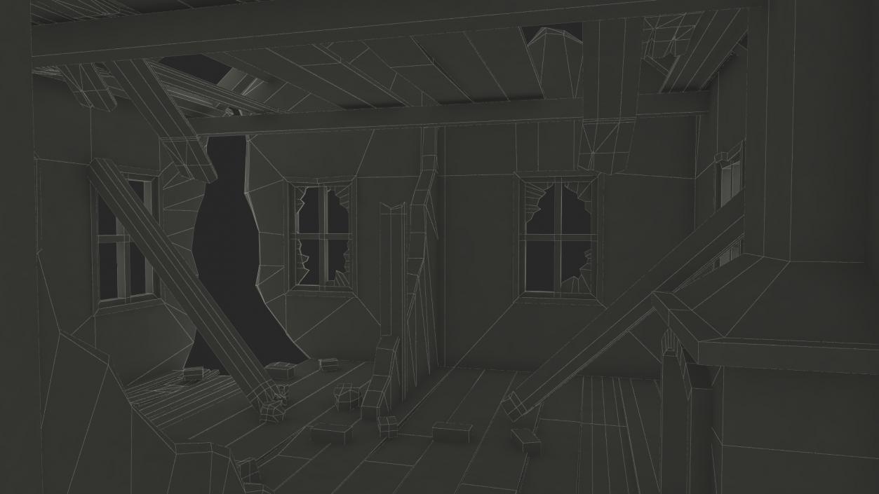 Destroyed Building Country House 3D