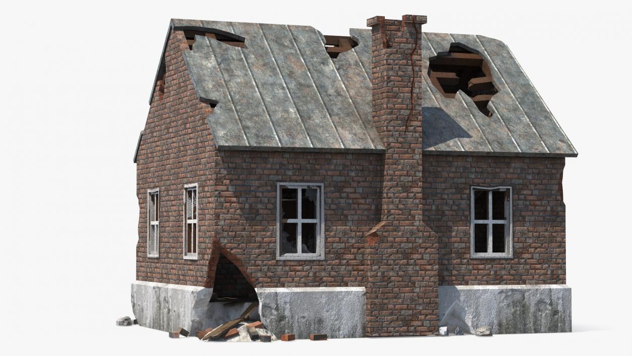 Destroyed Building Country House 3D