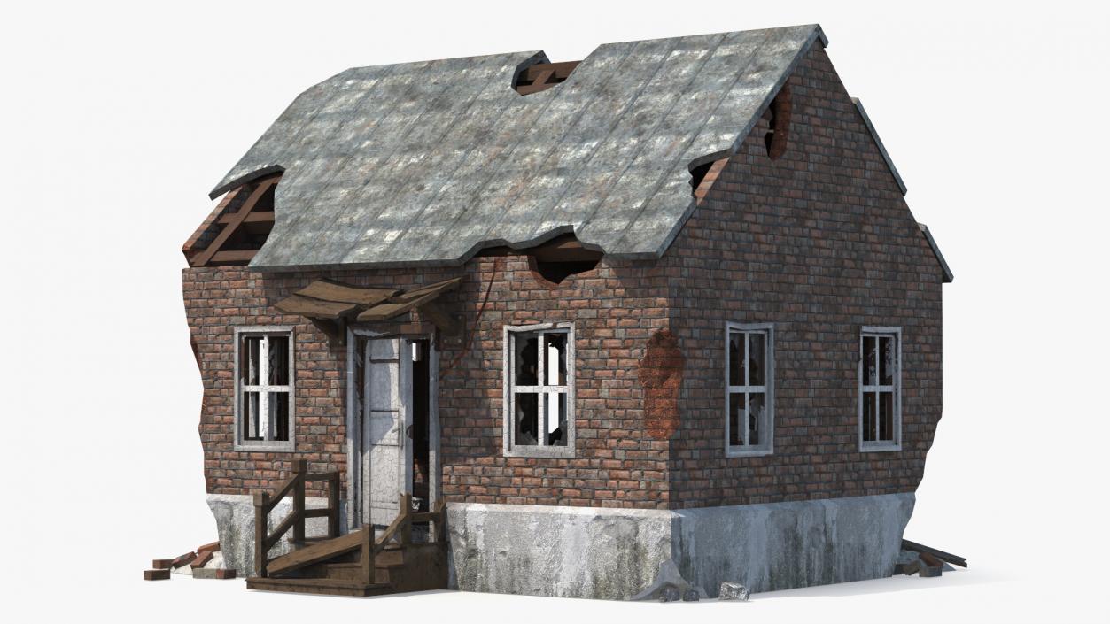 Destroyed Building Country House 3D