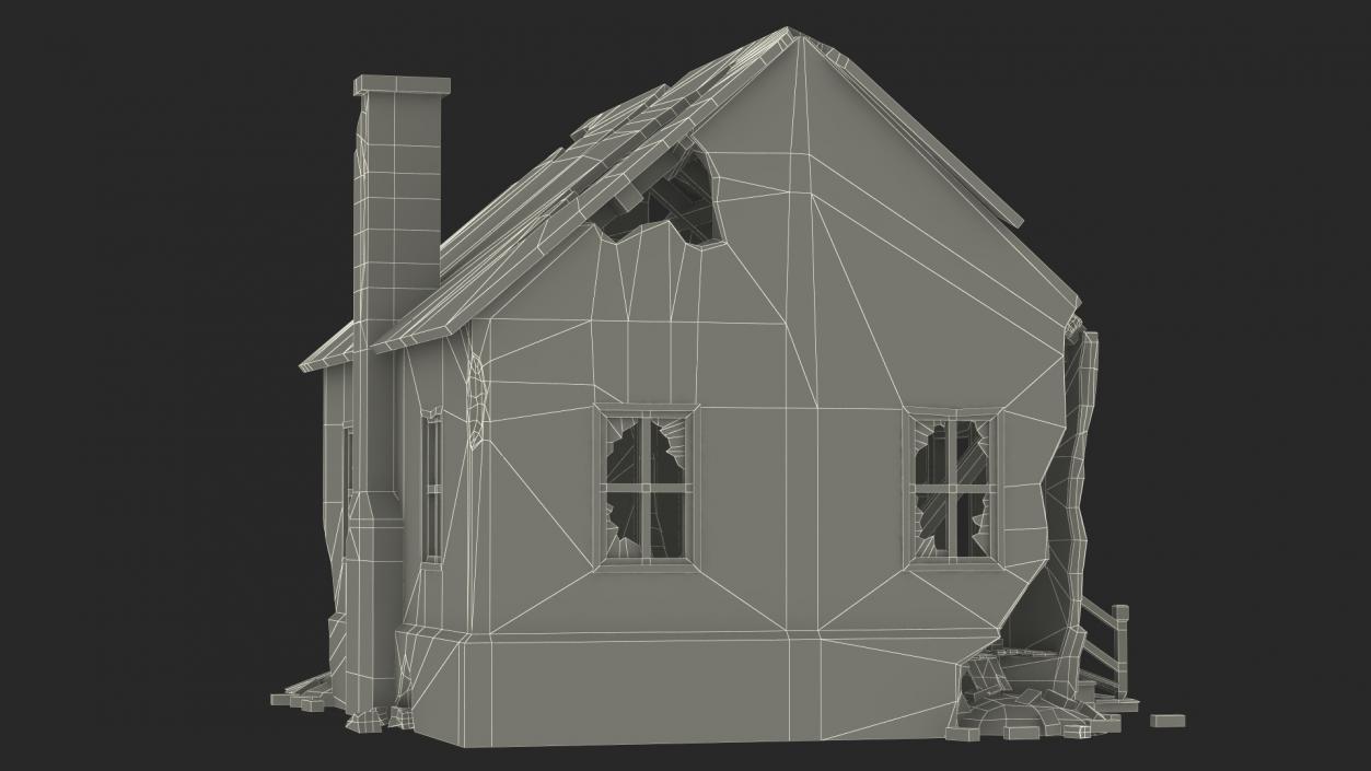 Destroyed Building Country House 3D