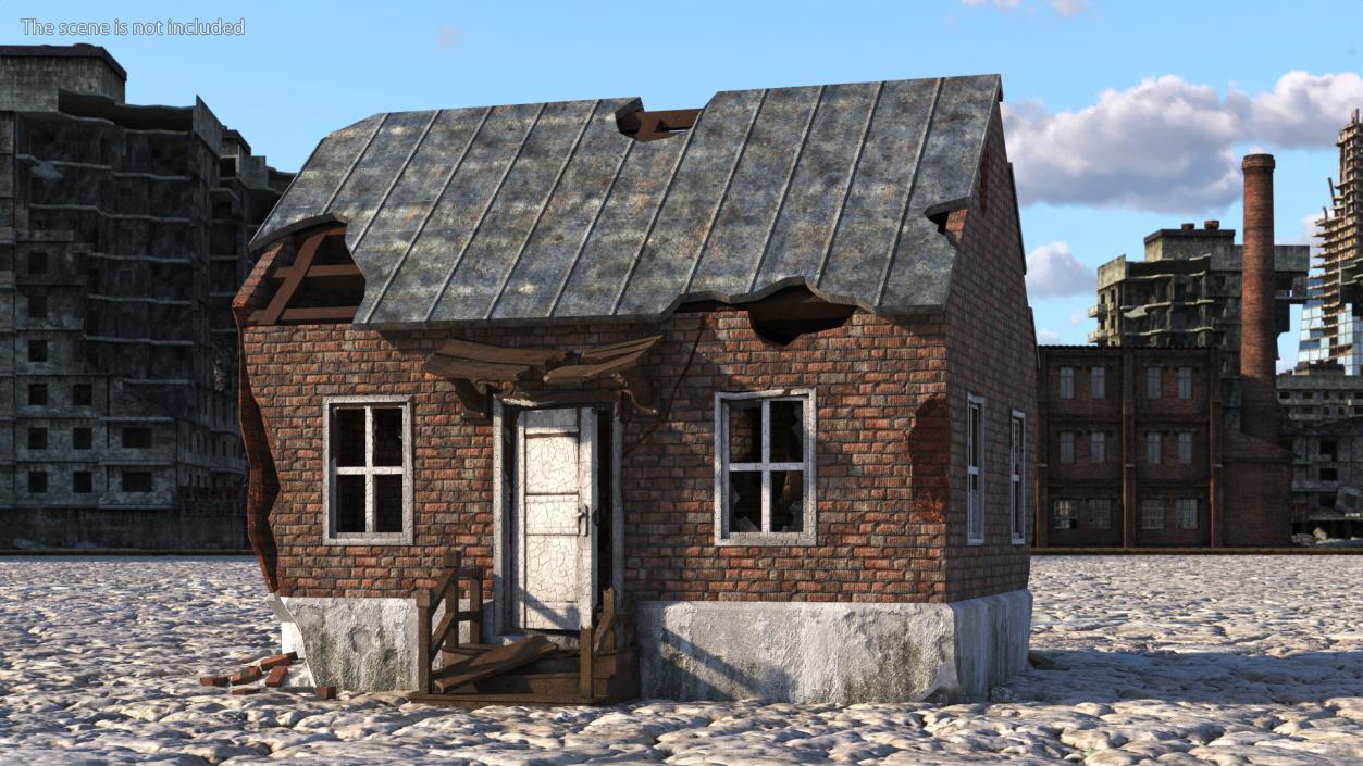 Destroyed Building Country House 3D