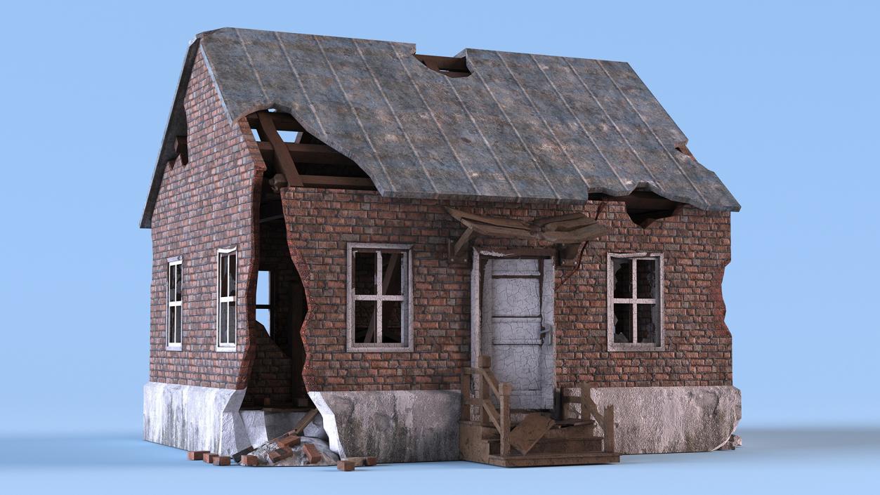 Destroyed Building Country House 3D