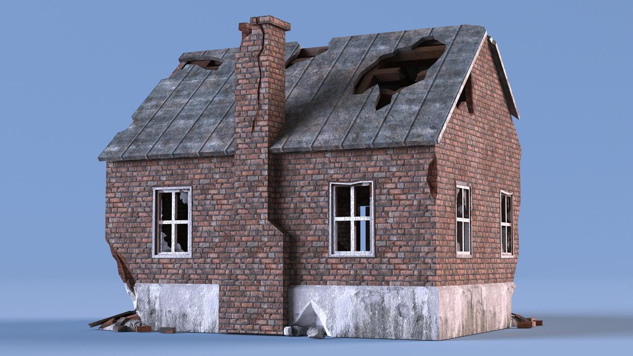 Destroyed Building Country House 3D