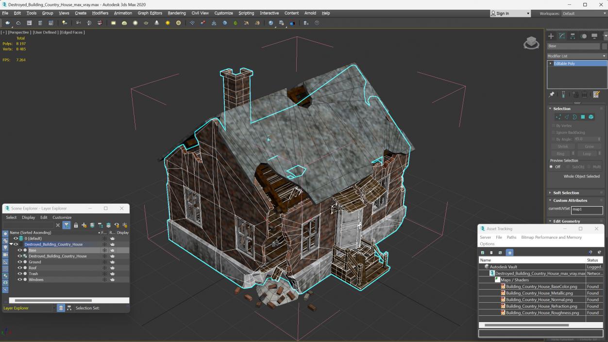 Destroyed Building Country House 3D