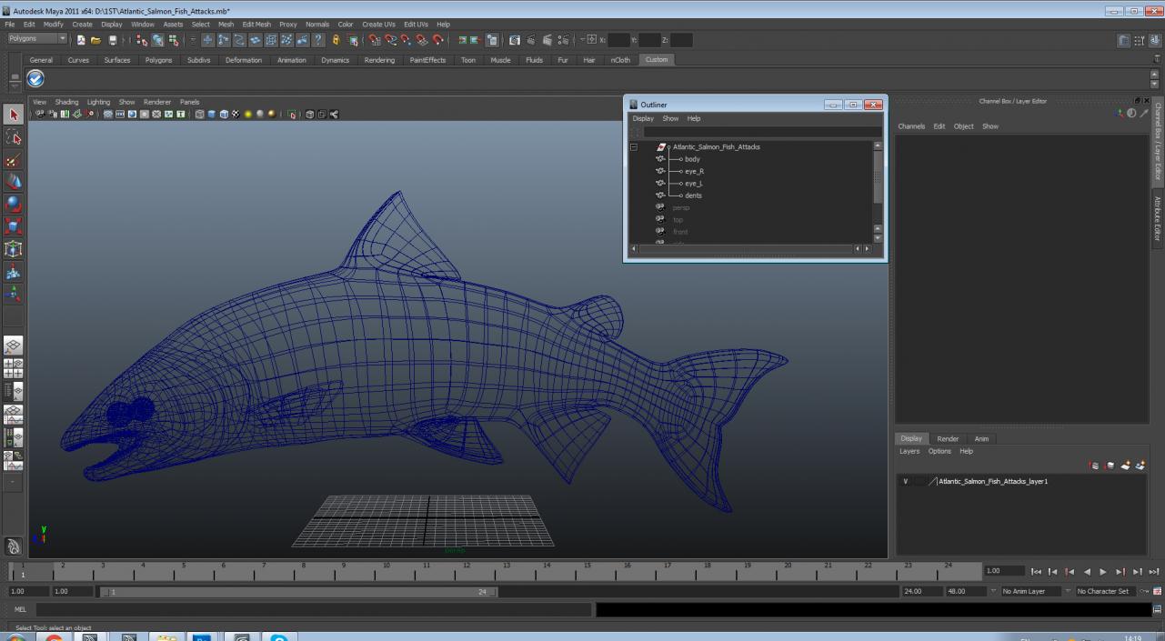 3D Atlantic Salmon Fish Attacks model