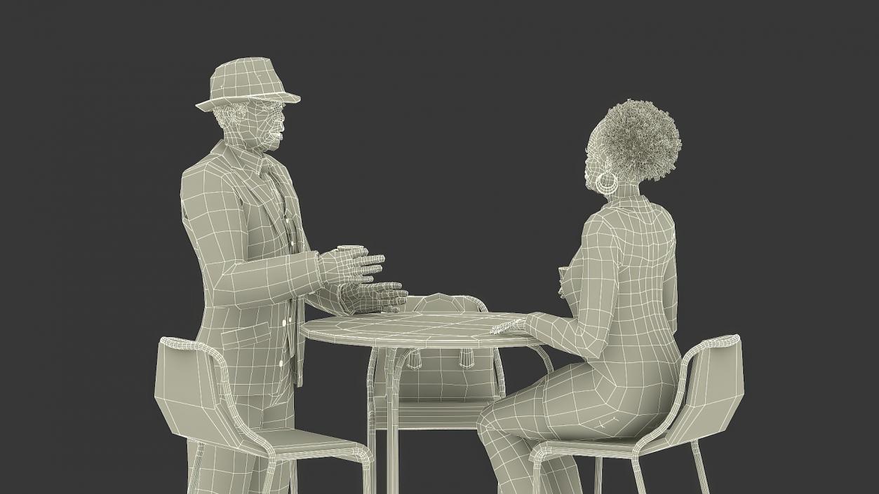 3D Casual People in Cafe Setting Fur model