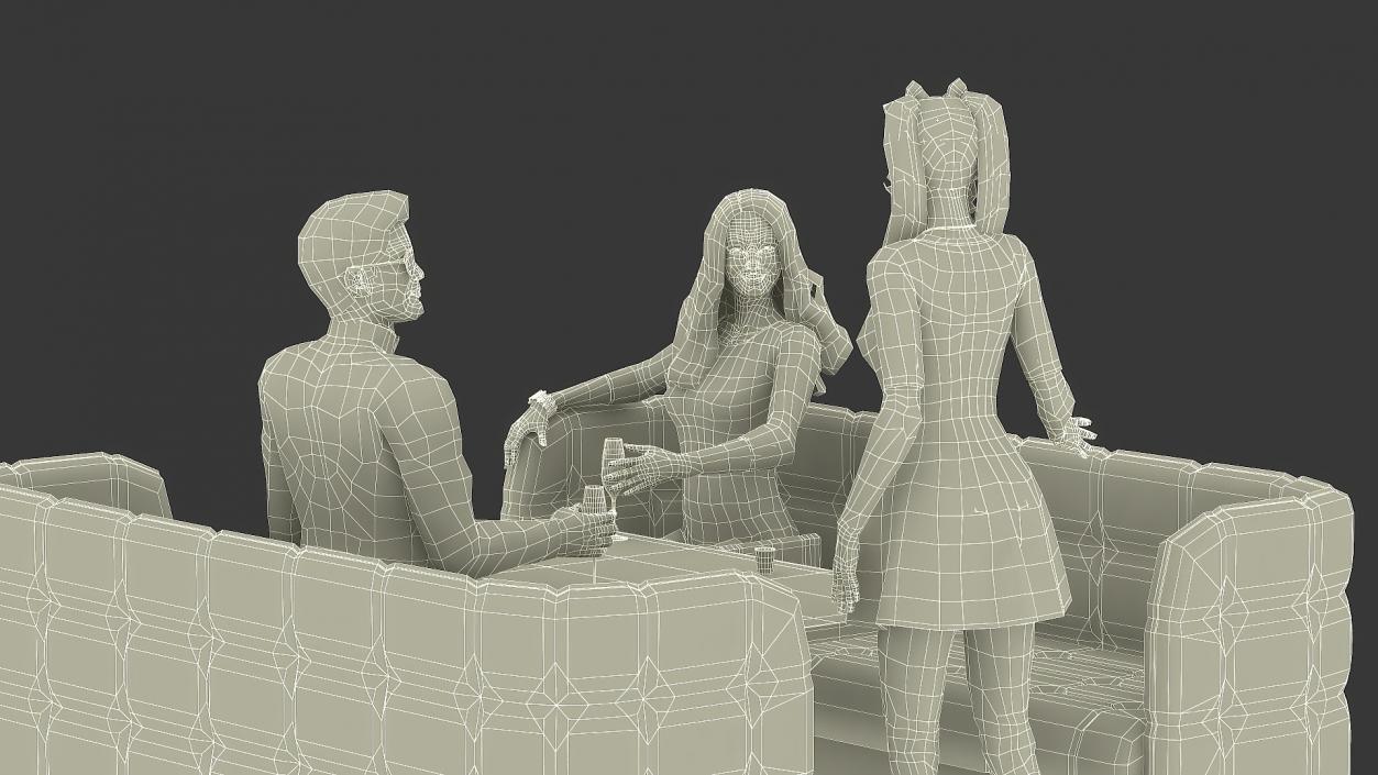 3D Casual People in Cafe Setting Fur model