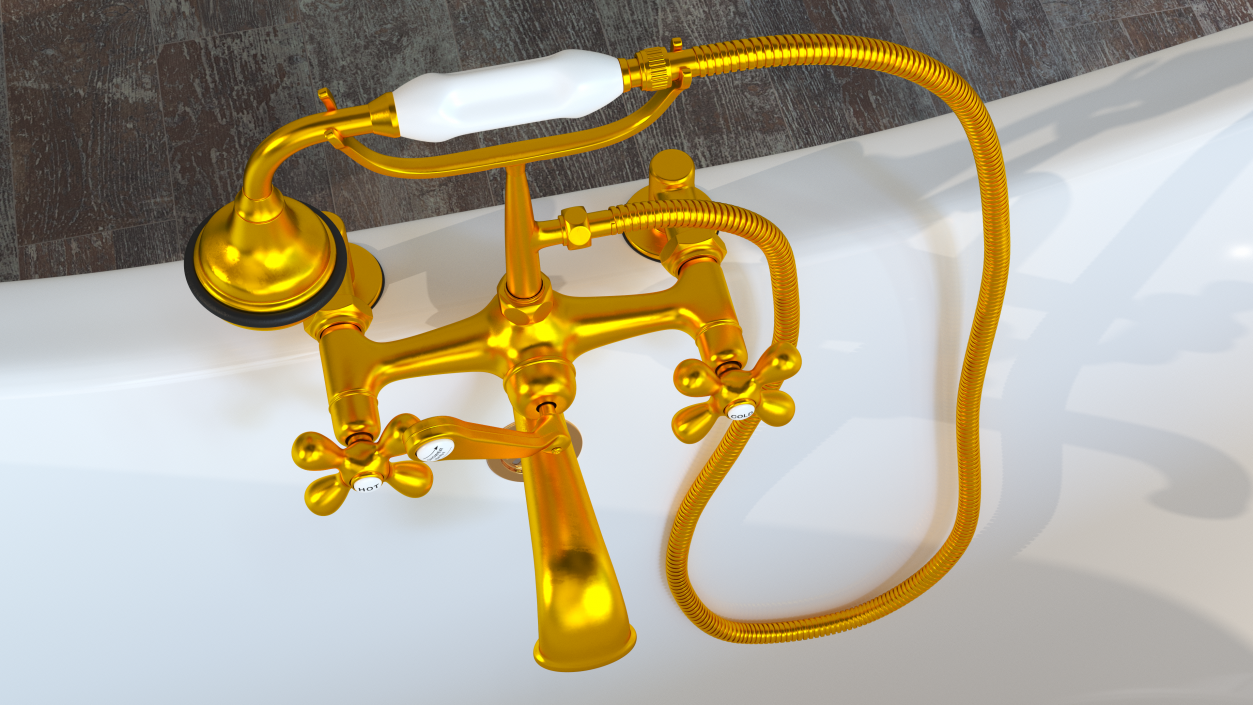 3D model Classic Bath Shower Mixer Gold