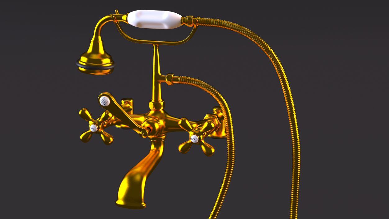 3D model Classic Bath Shower Mixer Gold