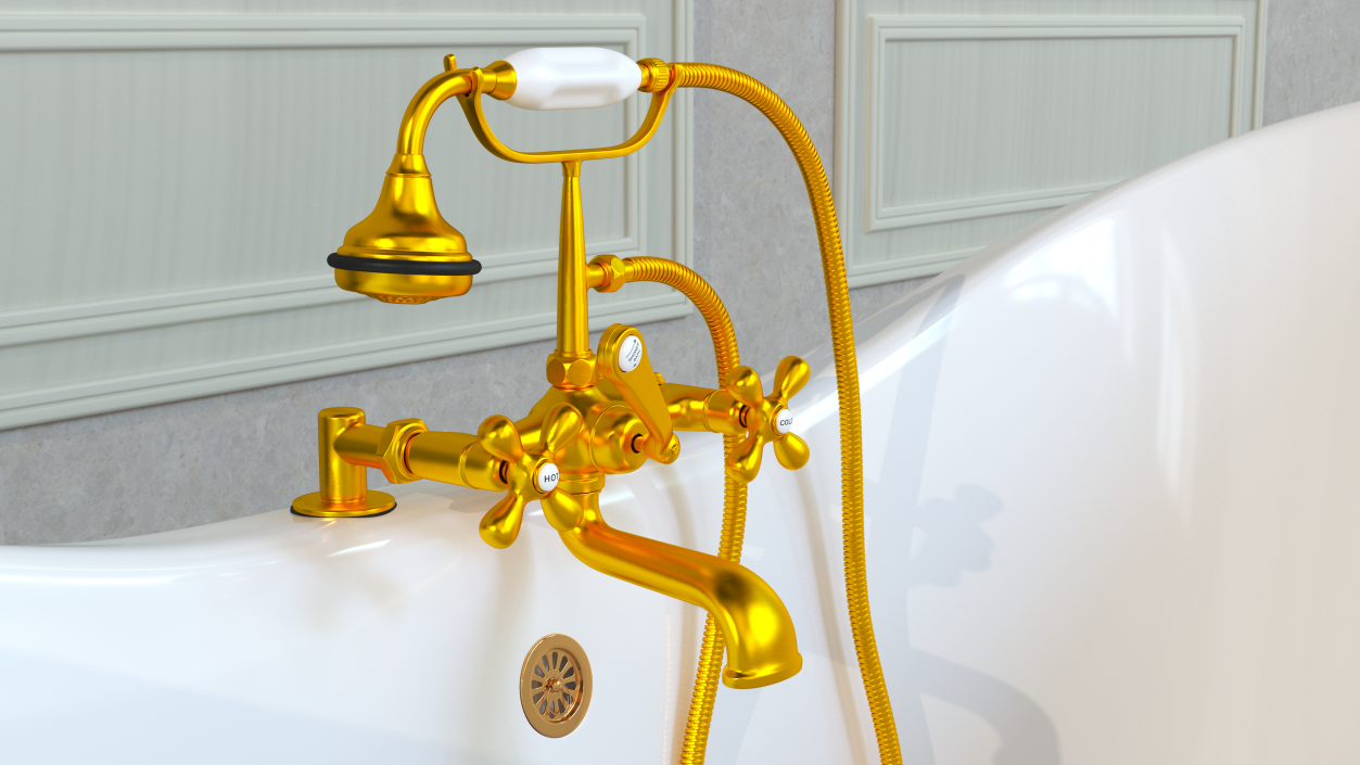 3D model Classic Bath Shower Mixer Gold