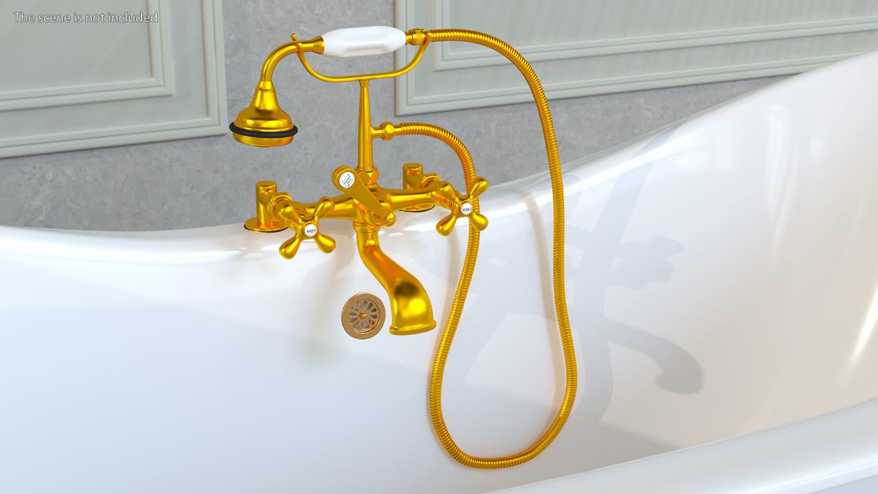 3D model Classic Bath Shower Mixer Gold