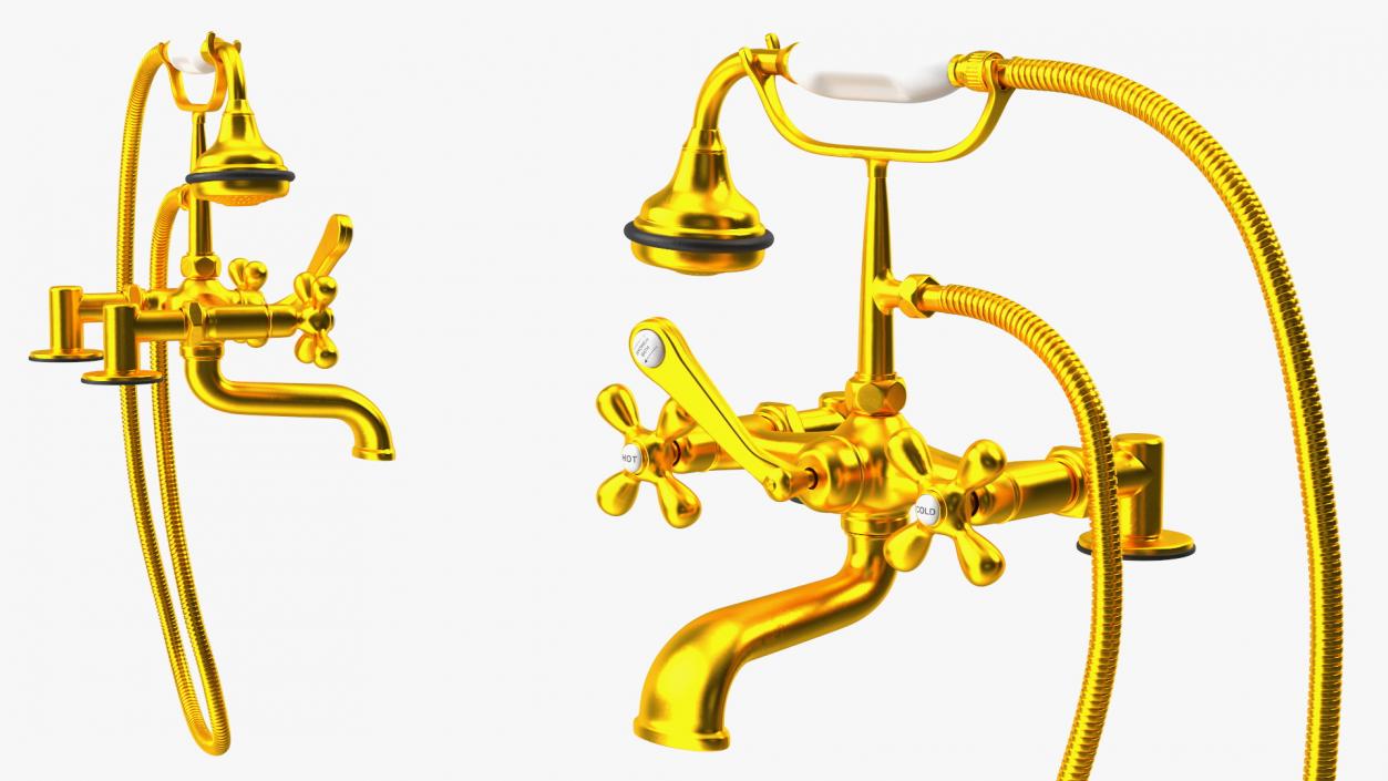 3D model Classic Bath Shower Mixer Gold