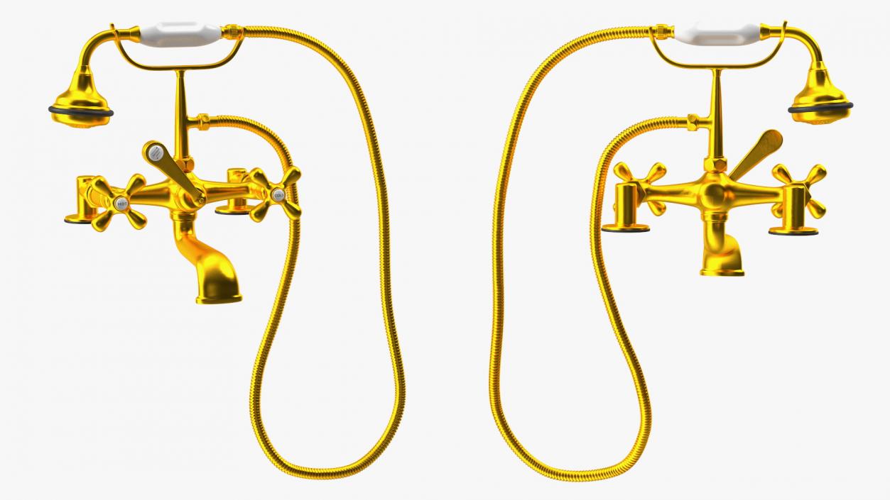 3D model Classic Bath Shower Mixer Gold