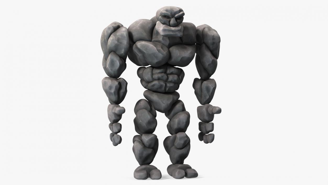 3D model Character Stone Golem Cartoon Gray Rigged for Maya