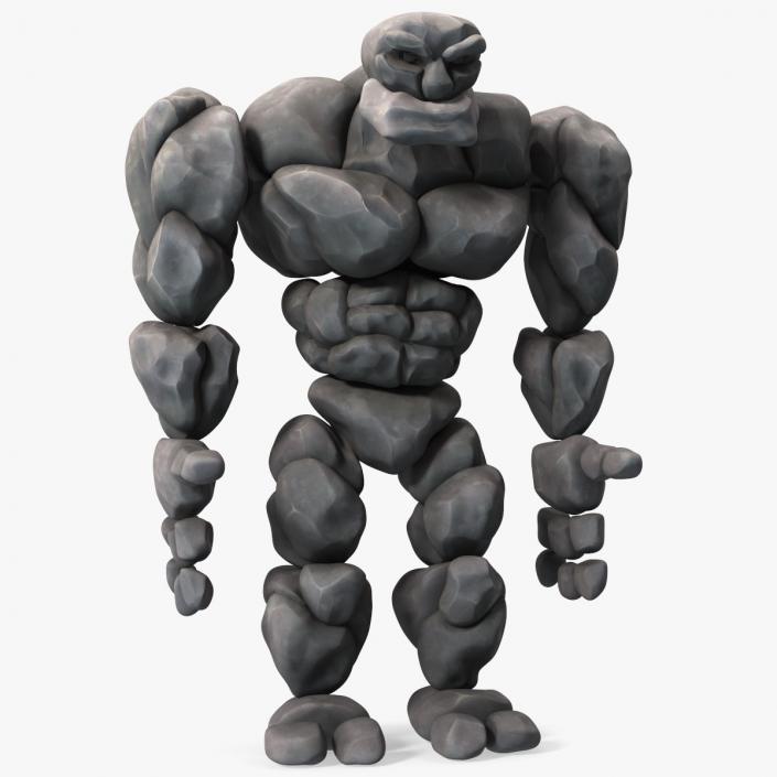 3D model Character Stone Golem Cartoon Gray Rigged for Modo