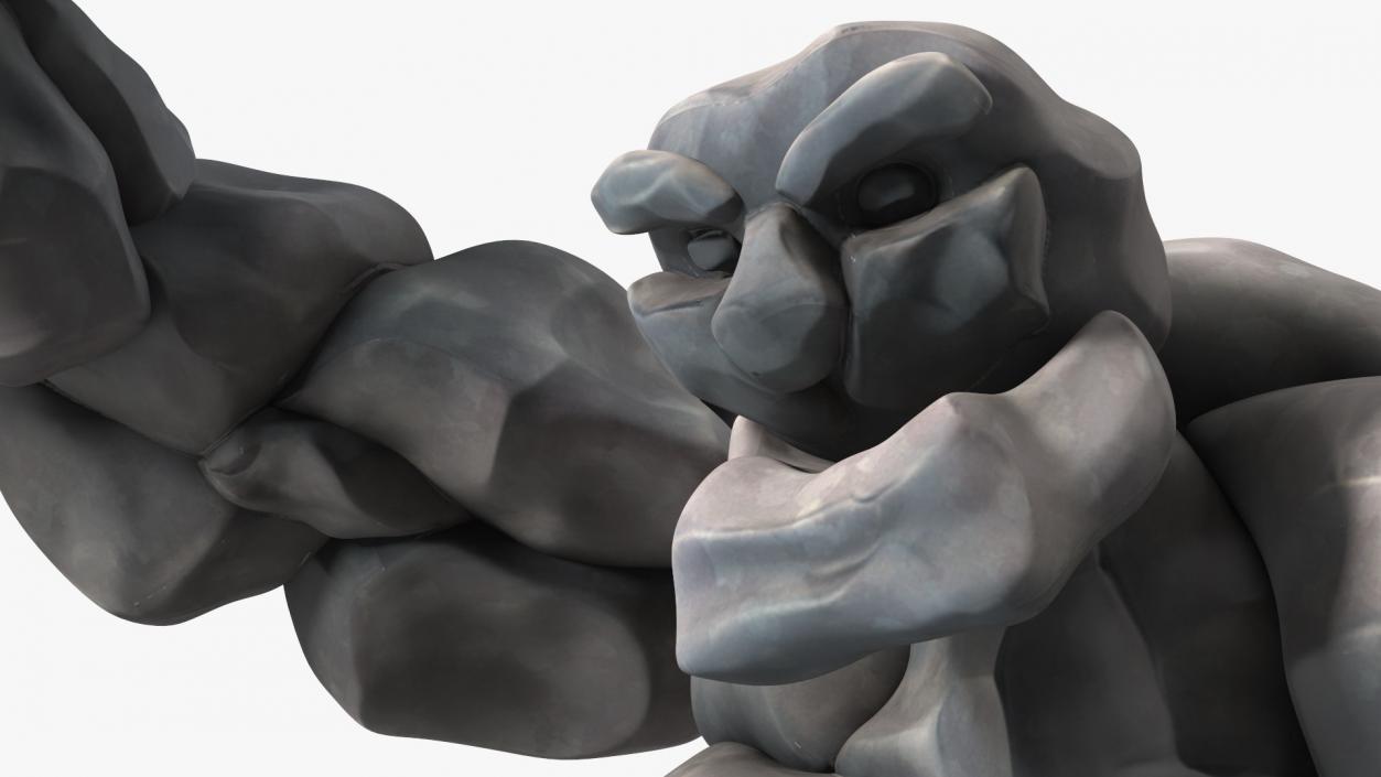 3D model Character Stone Golem Cartoon Gray Rigged for Maya