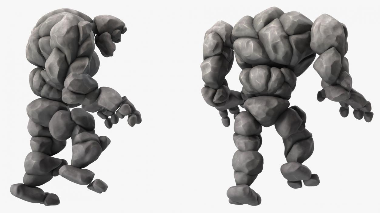 3D model Character Stone Golem Cartoon Gray Rigged for Modo