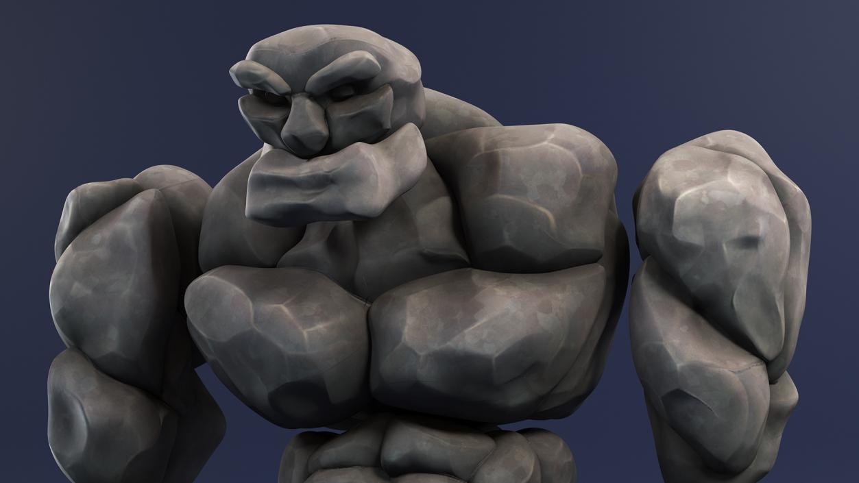 3D model Character Stone Golem Cartoon Gray Rigged for Maya