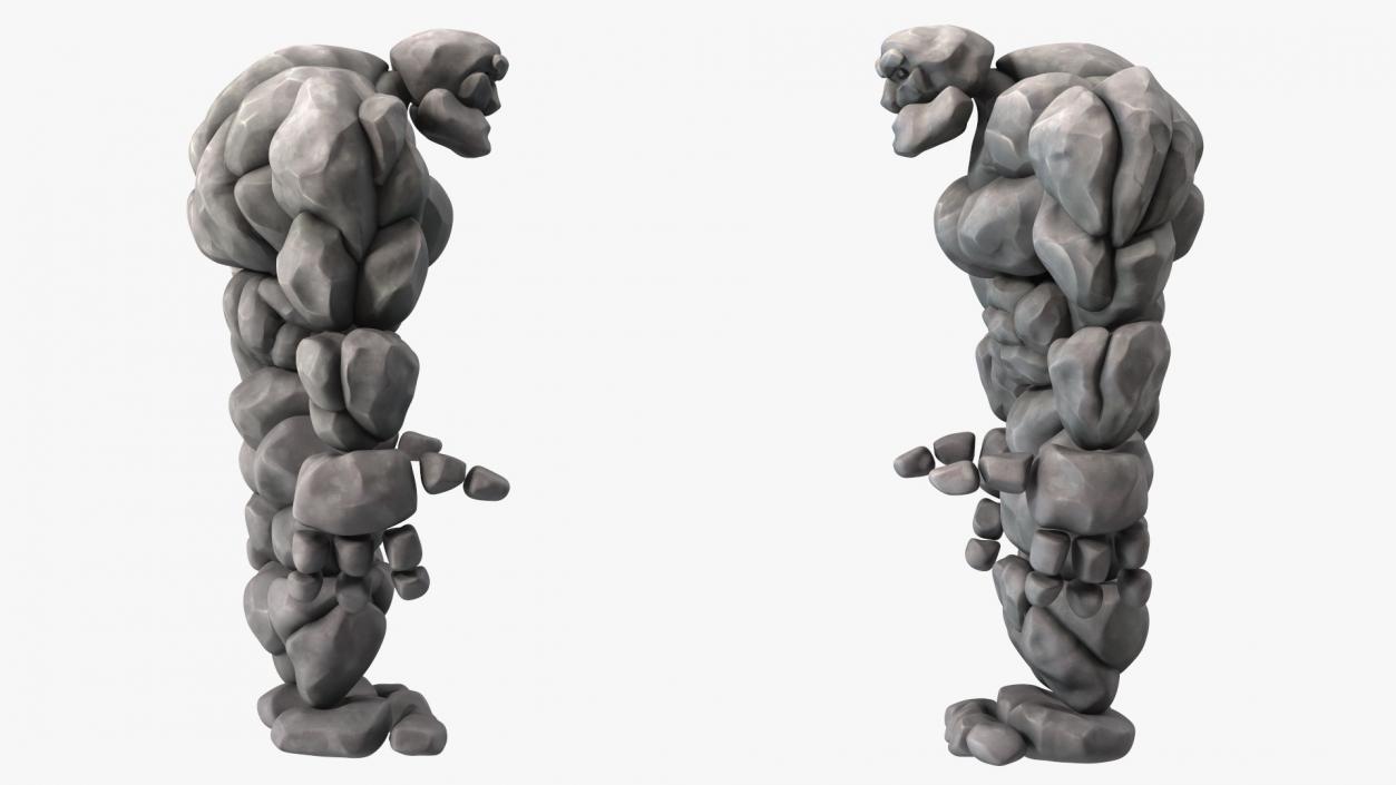 3D model Character Stone Golem Cartoon Gray Rigged for Modo