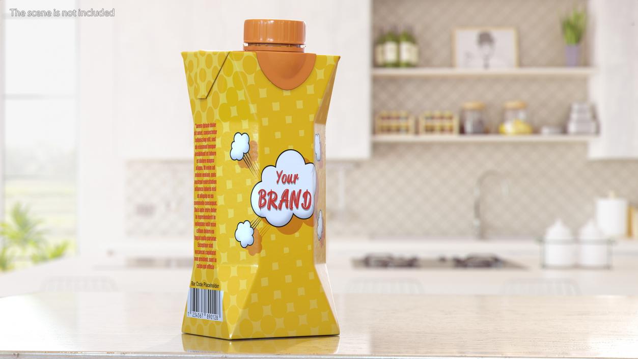 3D Mockup Small Aseptic Carton with Cap Yellow model