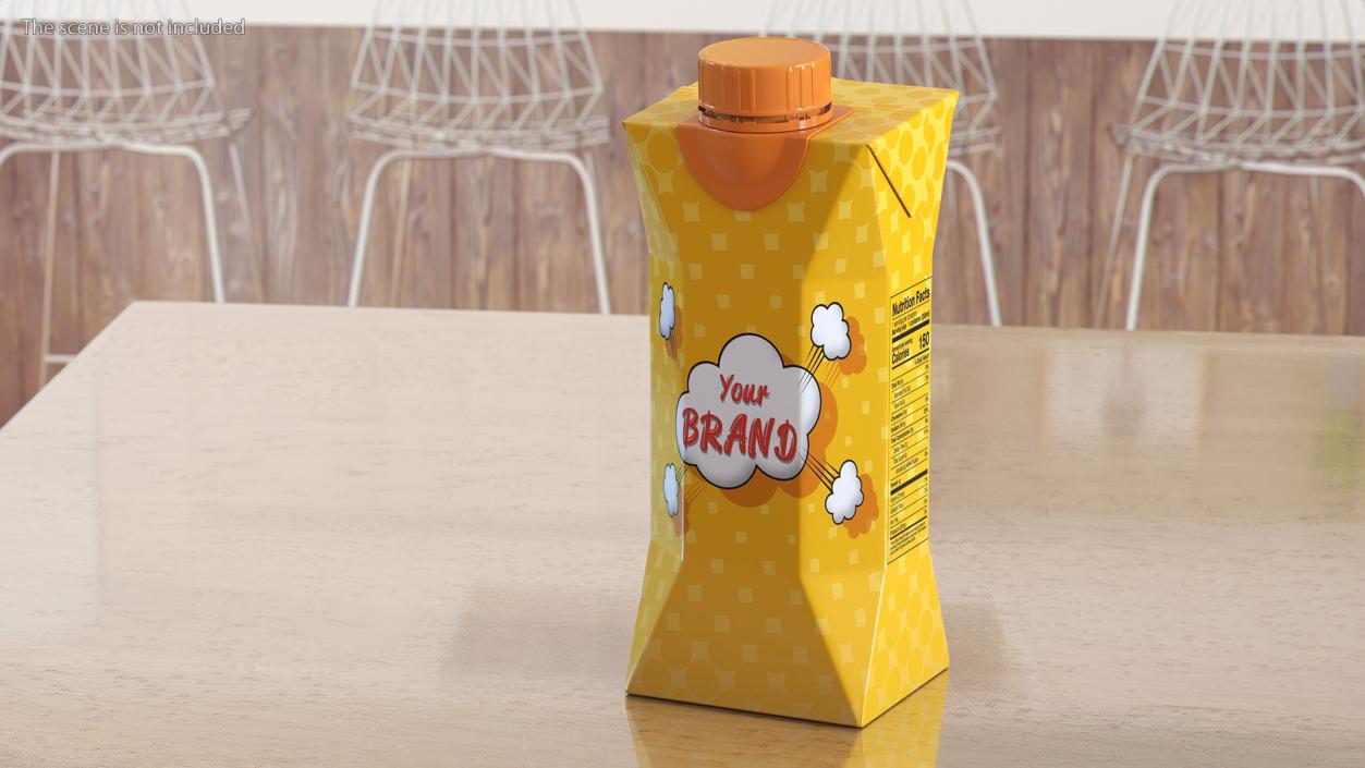 3D Mockup Small Aseptic Carton with Cap Yellow model