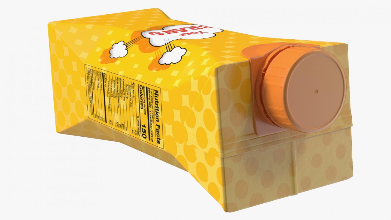 3D Mockup Small Aseptic Carton with Cap Yellow model