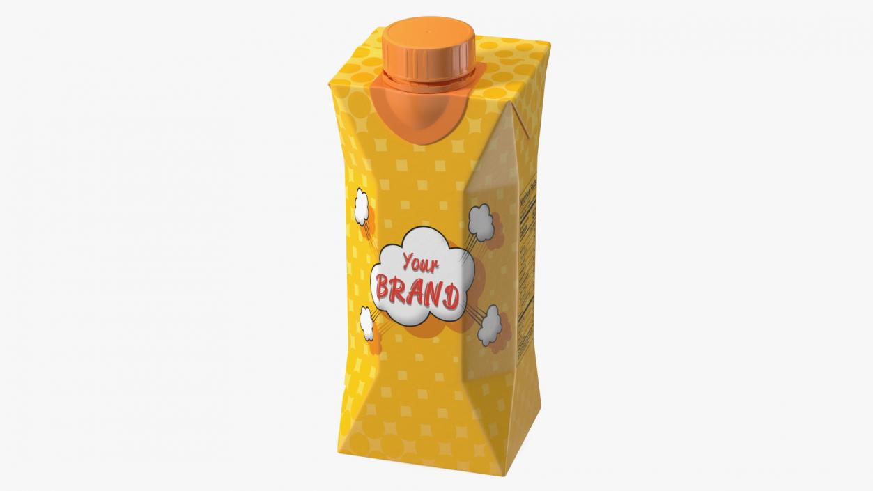 3D Mockup Small Aseptic Carton with Cap Yellow model